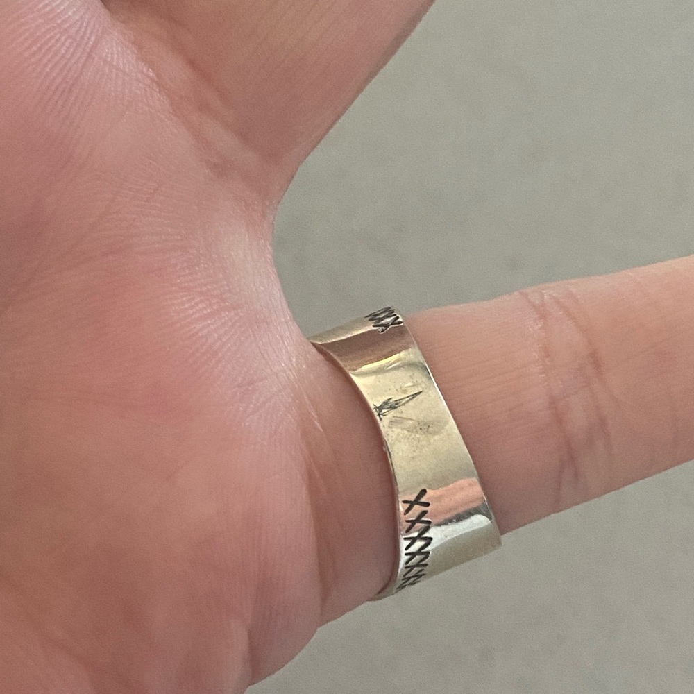 Silver Onyx Ring Missing Stone - image 5